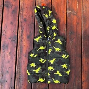 MEMBERS MARK DINOSAUR CAMO HOODED PUFFER VEST SIZE 3 TODDLER